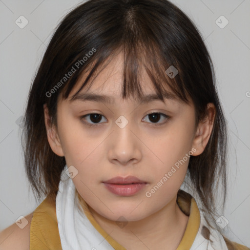 Neutral white child female with medium  brown hair and brown eyes