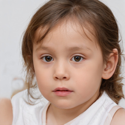 Neutral white child female with medium  brown hair and brown eyes