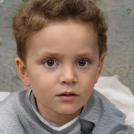 Neutral white child male with short  brown hair and brown eyes