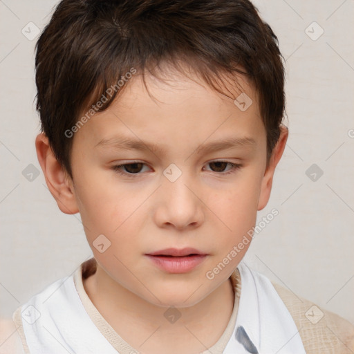 Neutral white child female with short  brown hair and brown eyes