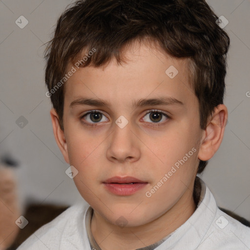 Neutral white child male with short  brown hair and brown eyes