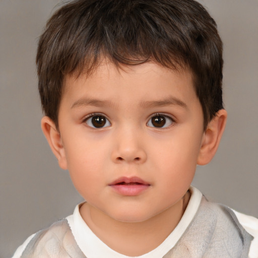 Neutral white child male with short  brown hair and brown eyes