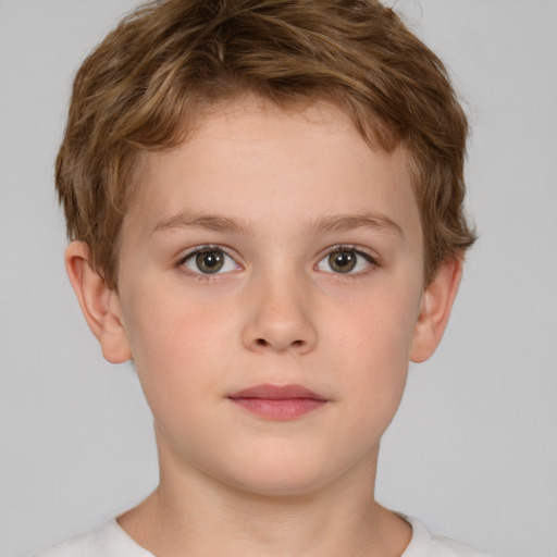 Neutral white child male with short  brown hair and brown eyes