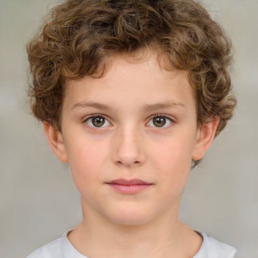 Neutral white child male with short  brown hair and brown eyes