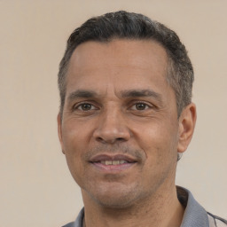 Neutral white adult male with short  black hair and brown eyes