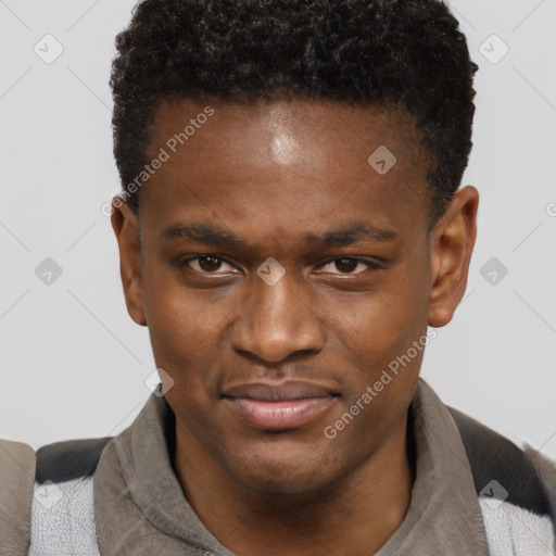 Neutral black young-adult male with short  brown hair and brown eyes