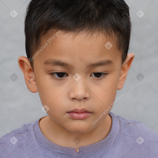 Neutral white child male with short  brown hair and brown eyes