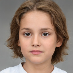 Neutral white child female with medium  brown hair and brown eyes