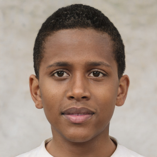 Neutral black child male with short  brown hair and brown eyes
