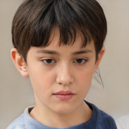 Neutral white child female with short  brown hair and brown eyes