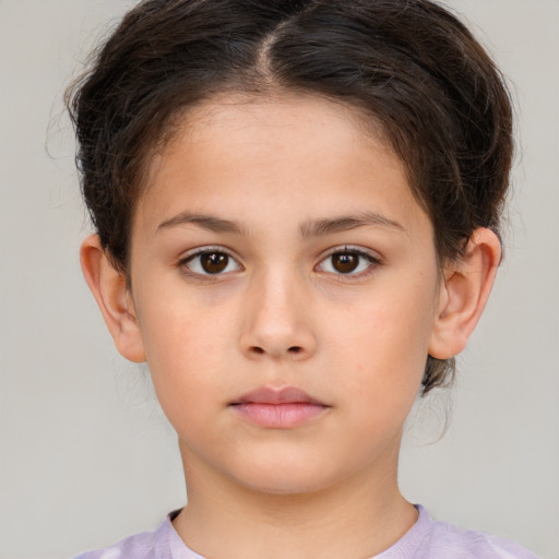 Neutral white child female with short  brown hair and brown eyes