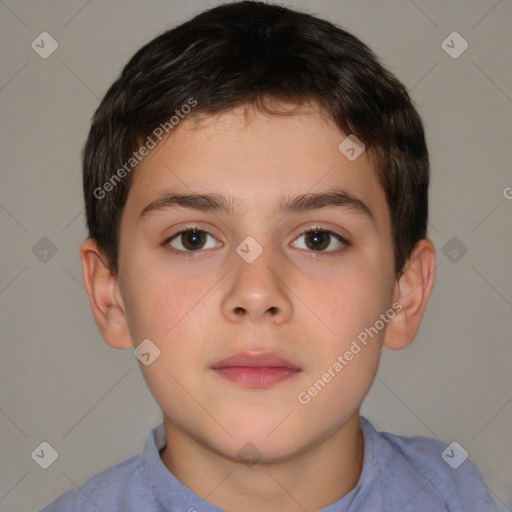 Neutral white child male with short  brown hair and brown eyes