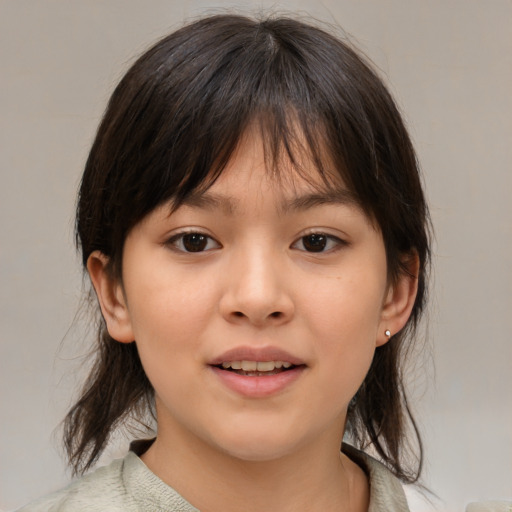 Neutral white child female with medium  brown hair and brown eyes