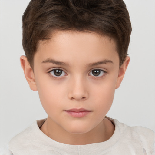 Neutral white child male with short  brown hair and brown eyes