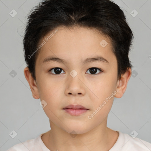 Neutral white child male with short  brown hair and brown eyes