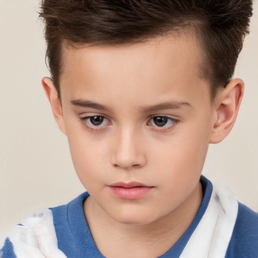 Neutral white child male with short  brown hair and brown eyes