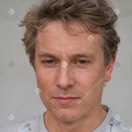 Neutral white adult male with short  brown hair and brown eyes