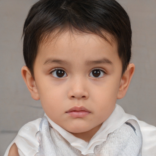 Neutral white child male with short  brown hair and brown eyes