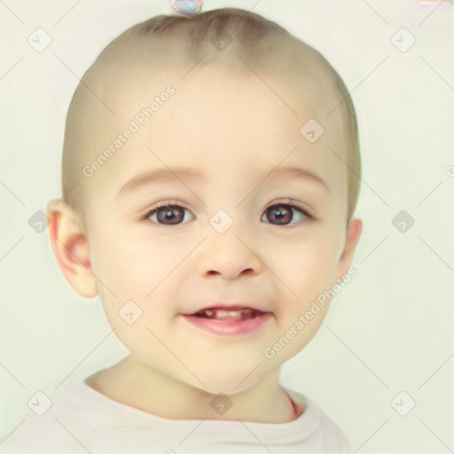 Neutral white child female with short  brown hair and brown eyes