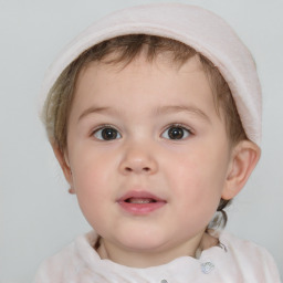 Neutral white child female with short  brown hair and brown eyes