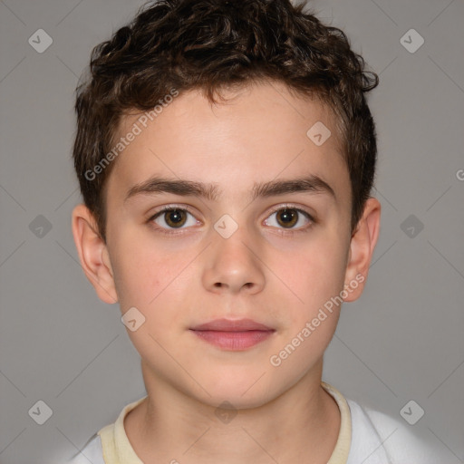 Neutral white child male with short  brown hair and brown eyes