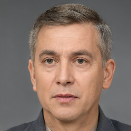 Neutral white adult male with short  brown hair and brown eyes