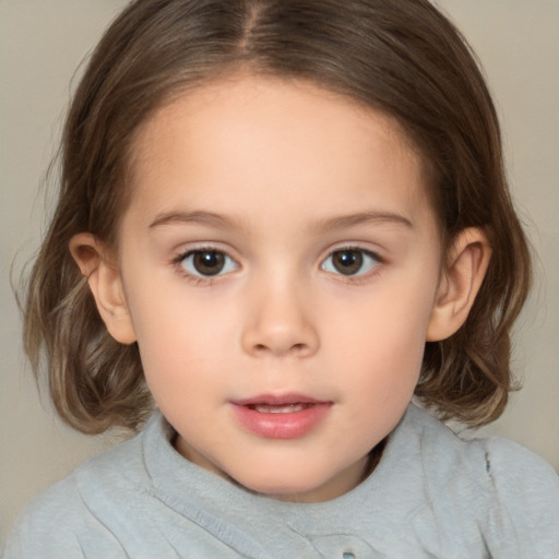 Neutral white child female with medium  brown hair and brown eyes