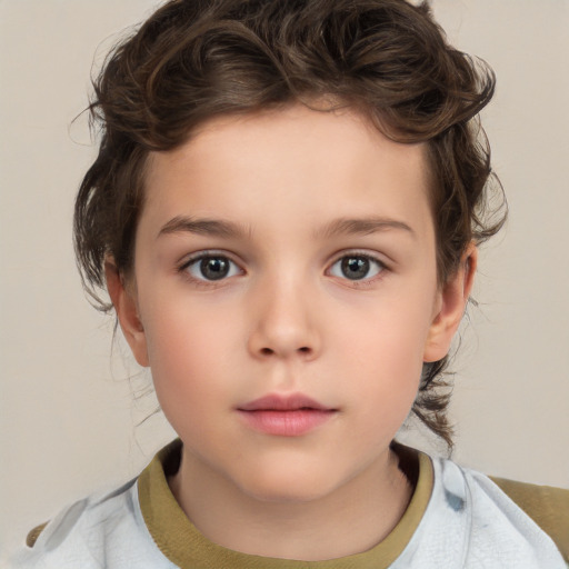 Neutral white child female with medium  brown hair and brown eyes