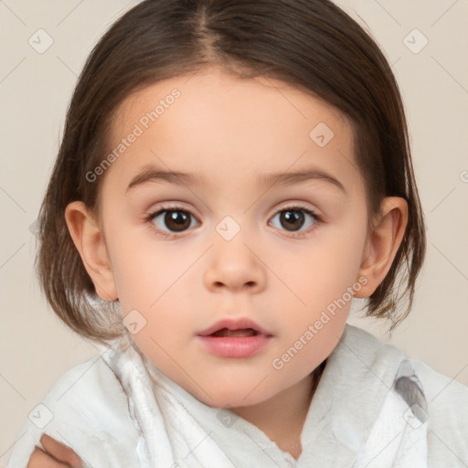 Neutral white child female with medium  brown hair and brown eyes