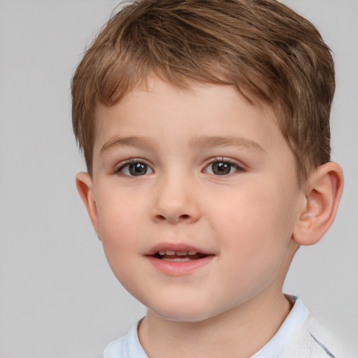 Neutral white child male with short  brown hair and brown eyes