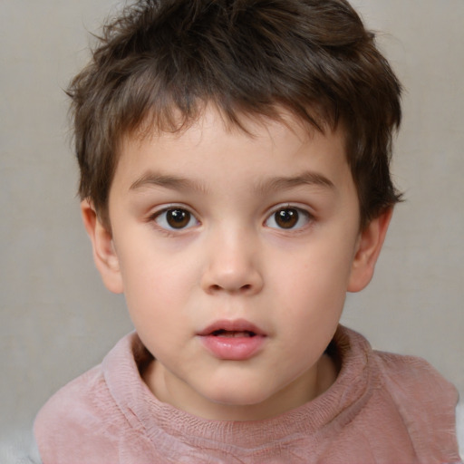 Neutral white child male with short  brown hair and brown eyes