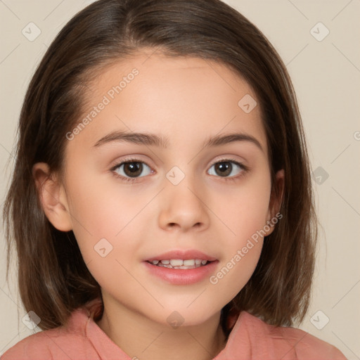 Neutral white child female with medium  brown hair and brown eyes