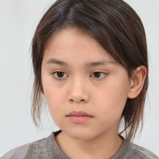 Neutral white child female with medium  brown hair and brown eyes
