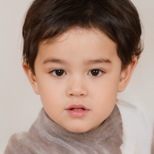 Neutral white child female with short  brown hair and brown eyes