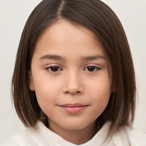 Neutral white child female with medium  brown hair and brown eyes