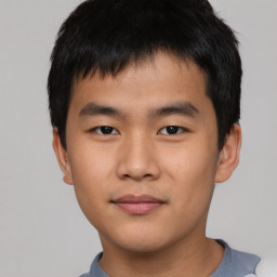 Neutral asian young-adult male with short  brown hair and brown eyes