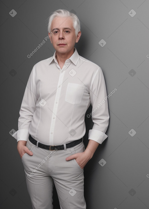 Adult non-binary with  gray hair