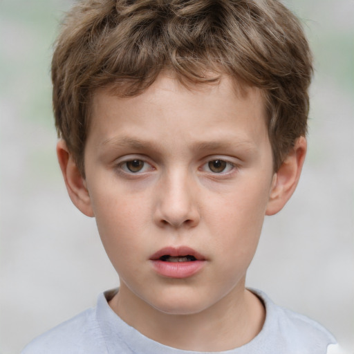 Neutral white child male with short  brown hair and brown eyes