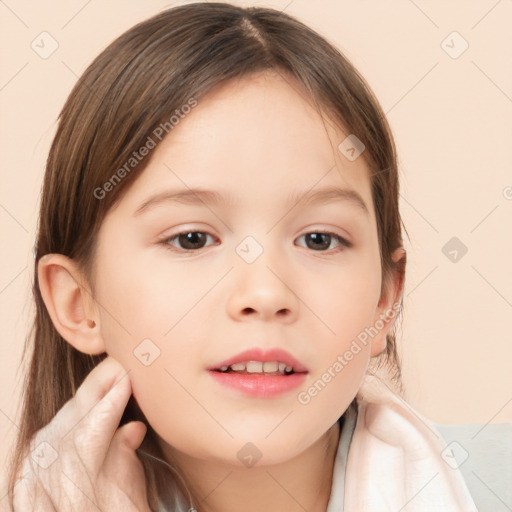 Neutral white child female with medium  brown hair and brown eyes