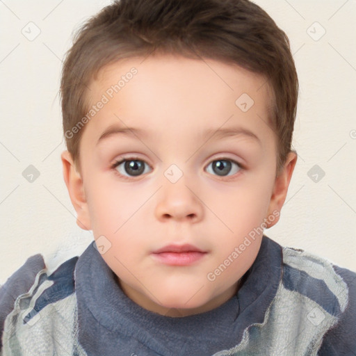 Neutral white child female with short  brown hair and brown eyes