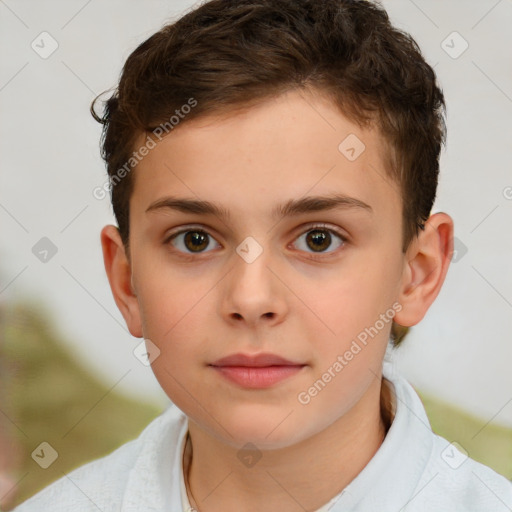 Neutral white child male with short  brown hair and brown eyes