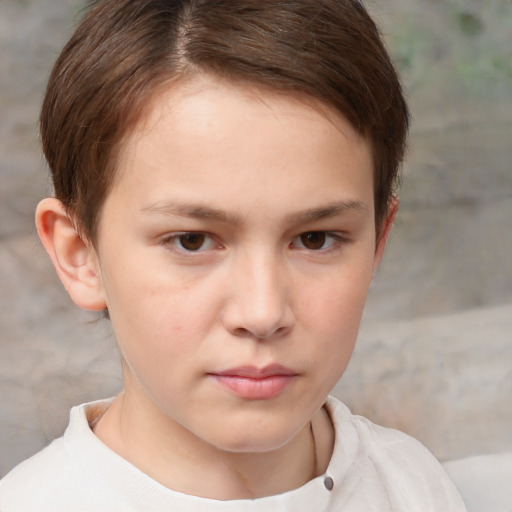 Neutral white child female with short  brown hair and brown eyes
