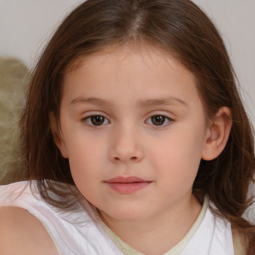 Neutral white child female with medium  brown hair and brown eyes