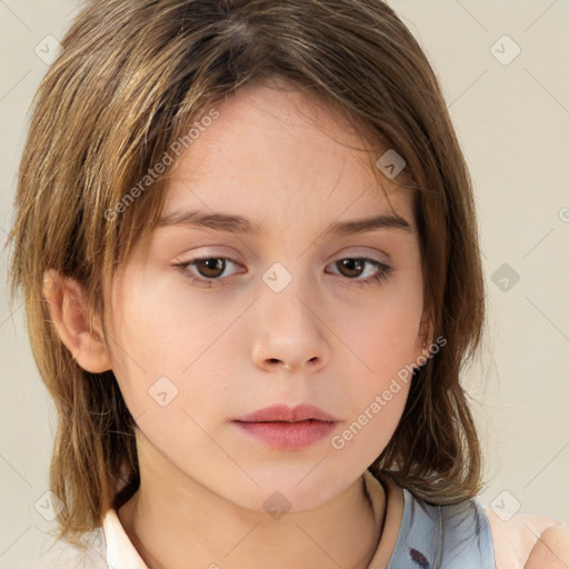 Neutral white child female with medium  brown hair and brown eyes