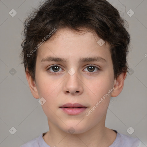 Neutral white child male with short  brown hair and brown eyes