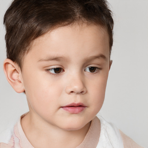 Neutral white child male with short  brown hair and brown eyes