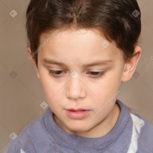 Neutral white child female with short  brown hair and brown eyes