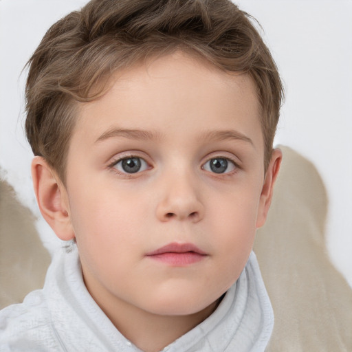 Neutral white child female with short  brown hair and brown eyes