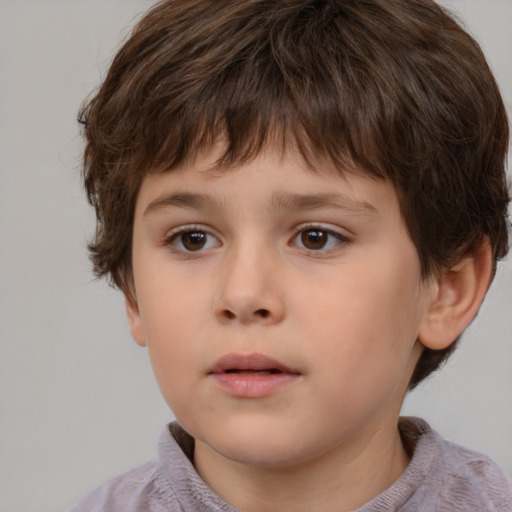 Neutral white child male with medium  brown hair and brown eyes