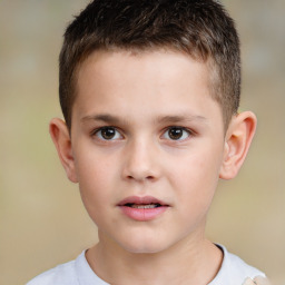 Neutral white child male with short  brown hair and brown eyes